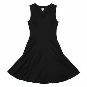 CAbi Ponte Knit Sleeveless V-Neck Dress Black Seams Flattering Size‎ XS